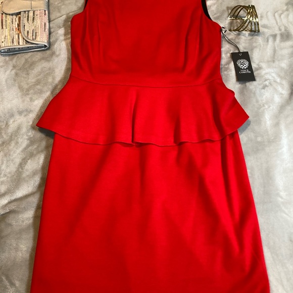Vince Camuto Red Peplum Dress NWT S6 - Picture 5 of 12